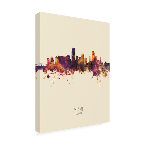 Michael Tompsett 'Miami Florida Skyline Portrait III' Canvas Art,24x32